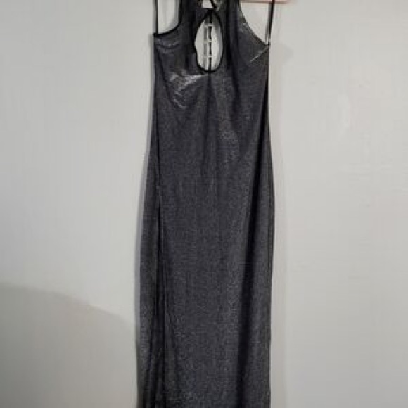 Dresses & Skirts - Women's Metallic Gray Sleeveless Maxi Dress